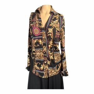 Cache Baroque Animal Print Blouse – Size Large, Made in USA